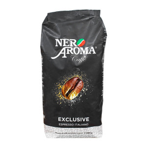 Кава в зернах NERO AROMA EXCLUSIVE Арабіка Робуста 1кг ОРІГІНАЛ Італія
