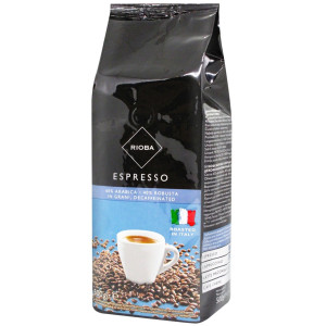 Кава у зернах без кофеїну Rioba Espresso Decaf Арабіка Робуста 500 г ОРИГІНАЛ Італія