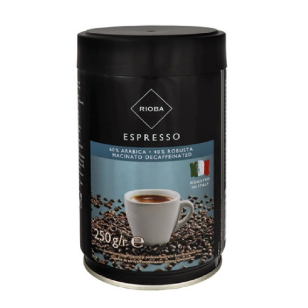 Кава мелена без кофеїну Rioba Espresso Deca Арабіка Робуста 250 г ОРИГІНАЛ Італія