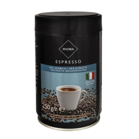 Кава мелена без кофеїну Rioba Espresso Deca Арабіка Робуста 250 г ОРИГІНАЛ Італія